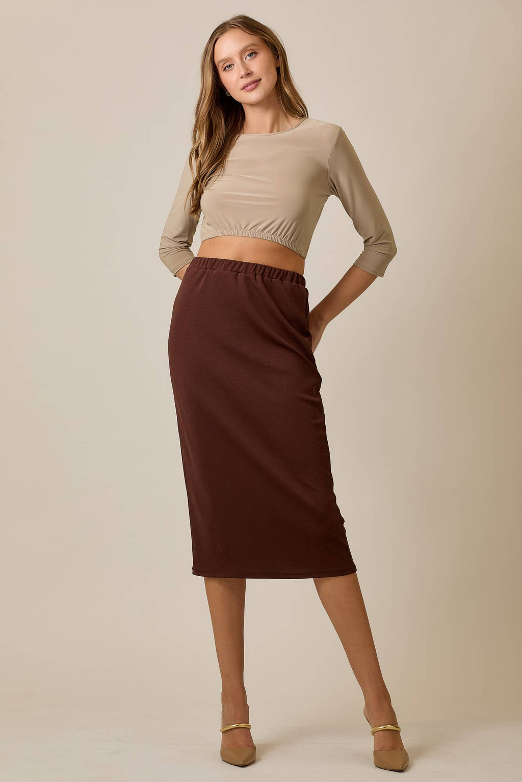PLUS SIZE KNEE LENGTH PENCIL SKIRT -MODEST 31-INCH  -CS33770