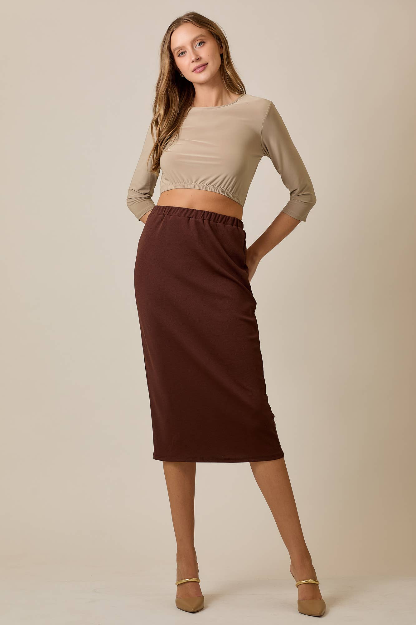 PLUS SIZE KNEE LENGTH PENCIL SKIRT -MODEST 31-INCH  -CS33770