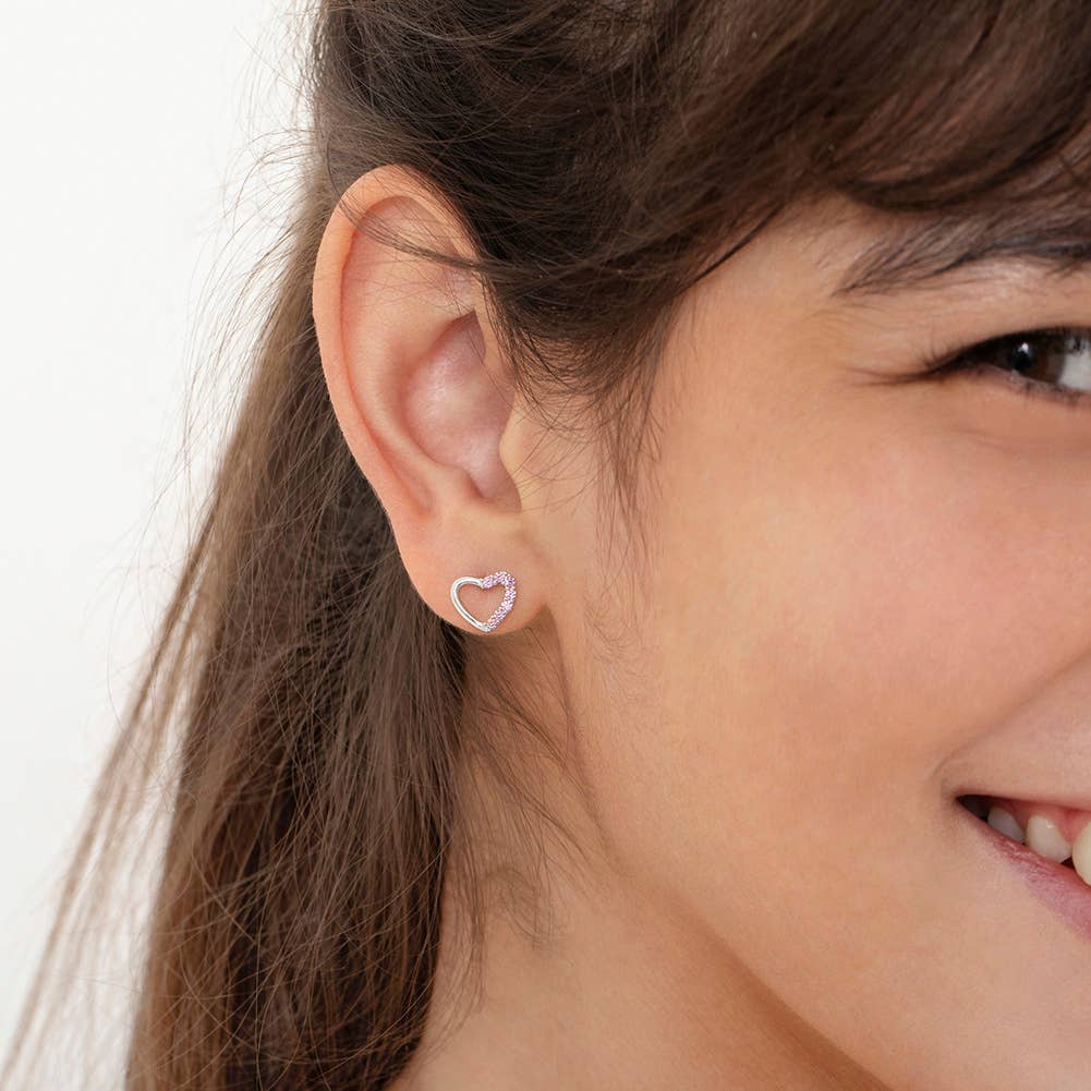 Two in One Heart Toddler / Kids Earrings - Sterling Silver