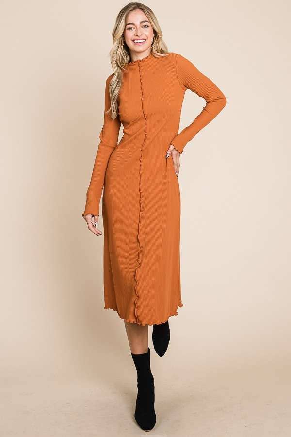 MOCK NECK MEDI DRESS