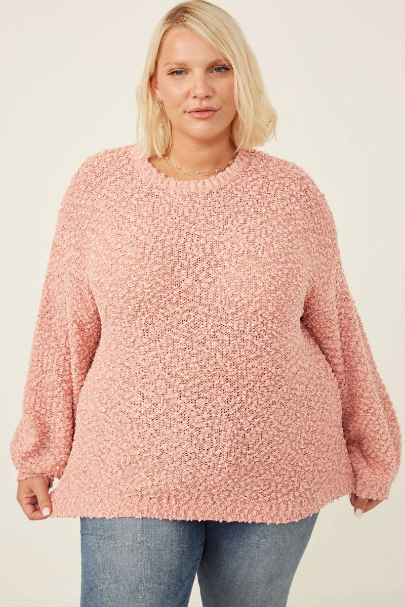 Womens Popcorn Knit Pullover Sweater