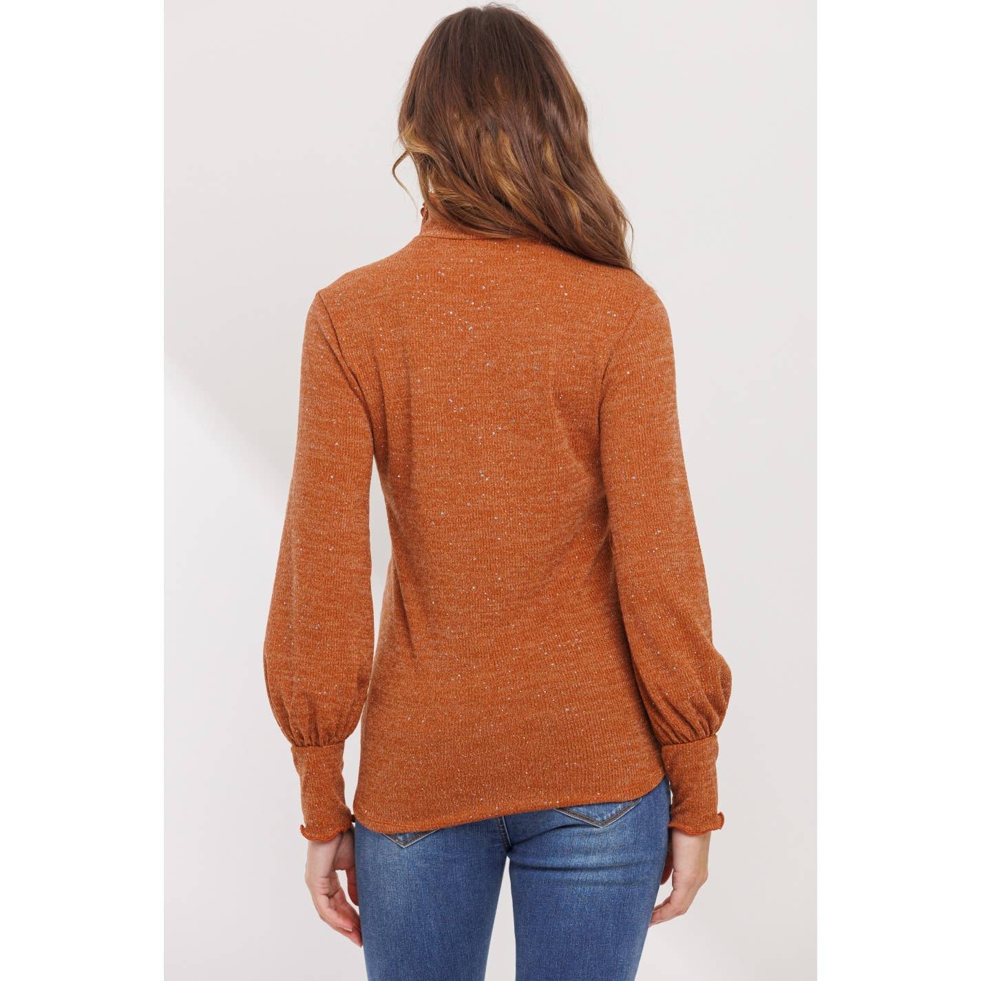 Glitter Knit Long Sleeve Maternity Turtle Neck Top