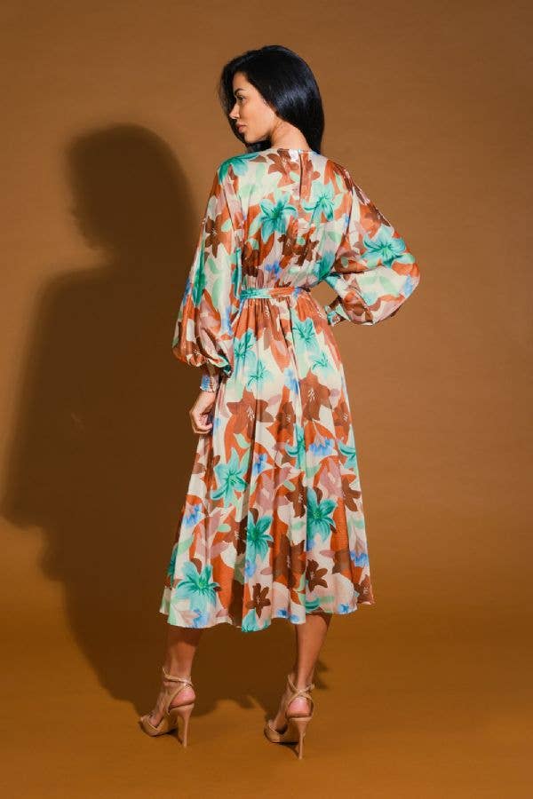 A printed woven midi dress  - ID21586