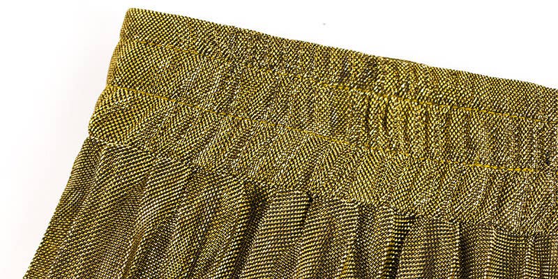 Metallic Elastic waist pleated skirt