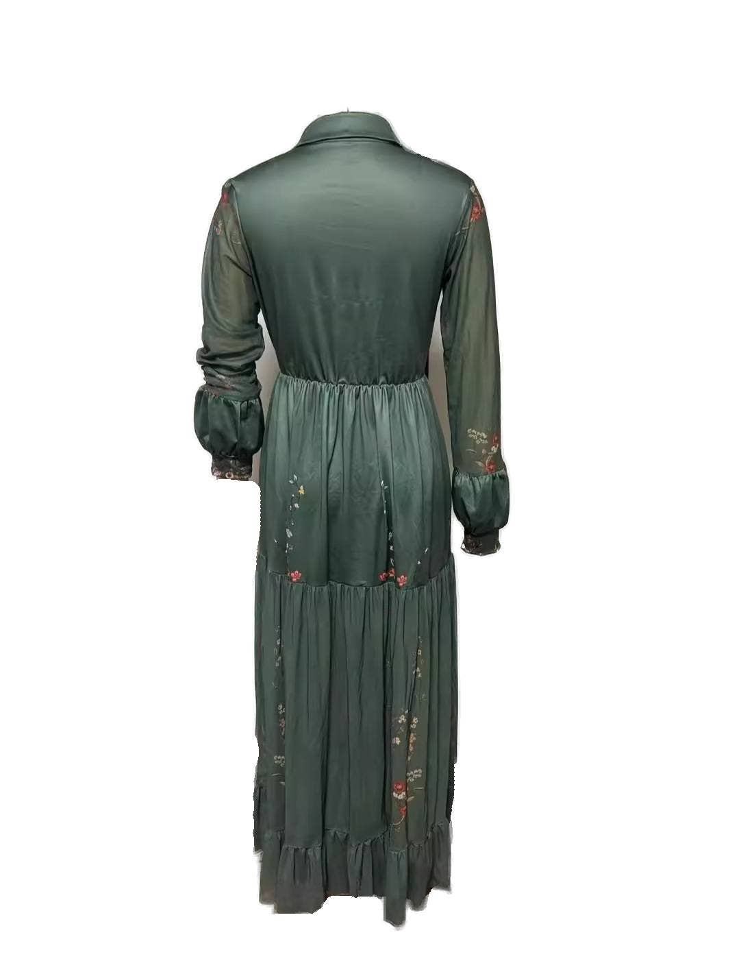 Floral Country Pastoral Retro V-neck Long-sleeved Dress