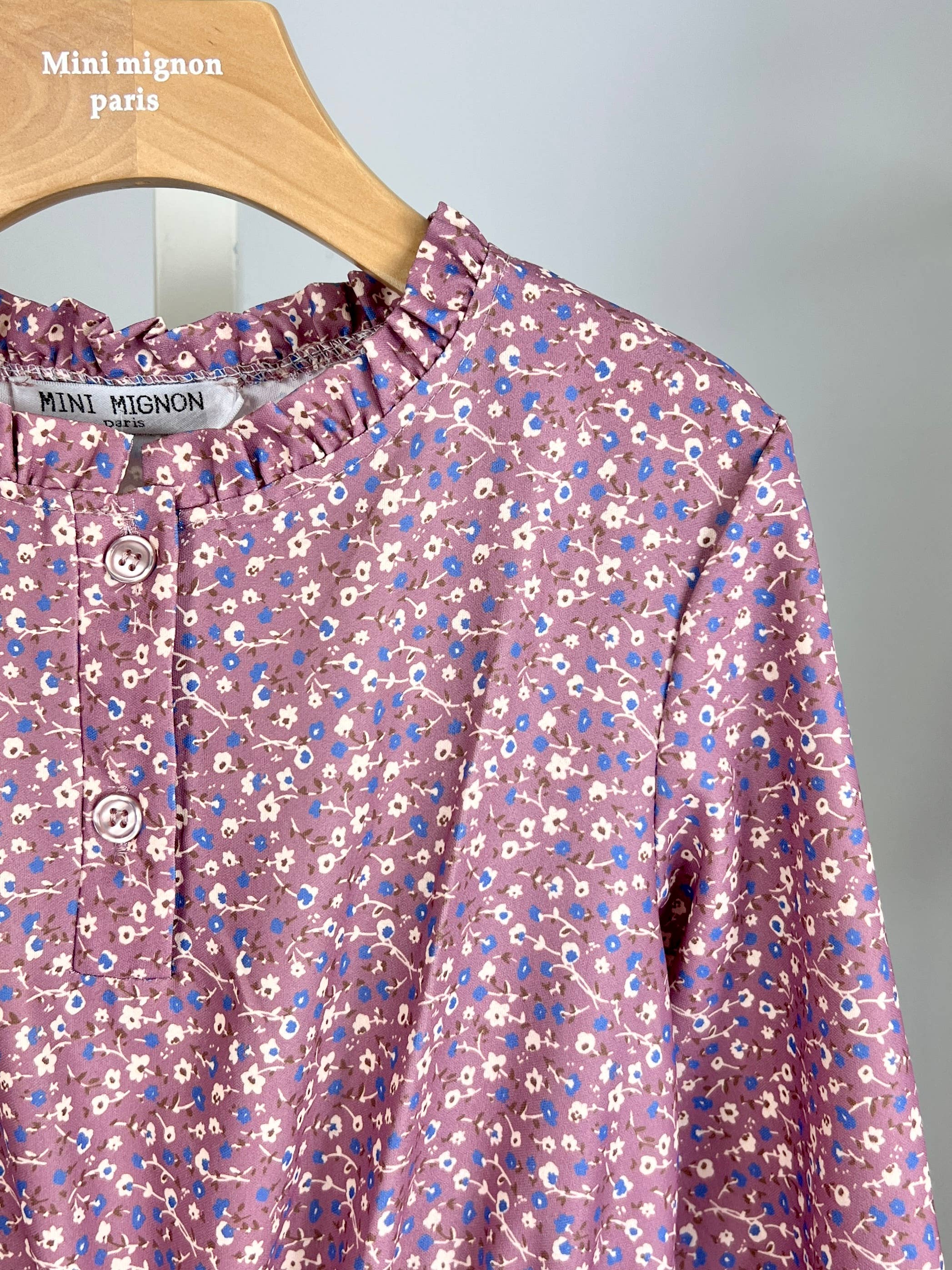 Liberty floral print long dress with long sleeves for girls