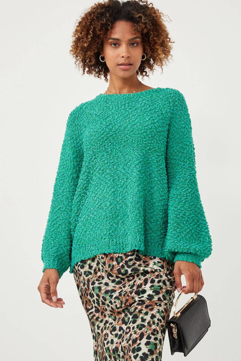 Womens Popcorn Knit Pullover Sweater
