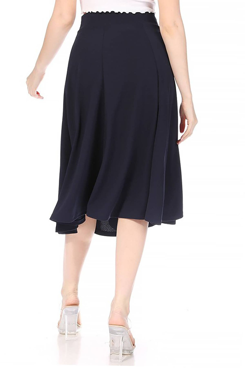 Women's Solid Flared Lightweight Long Midi A-line Skirt