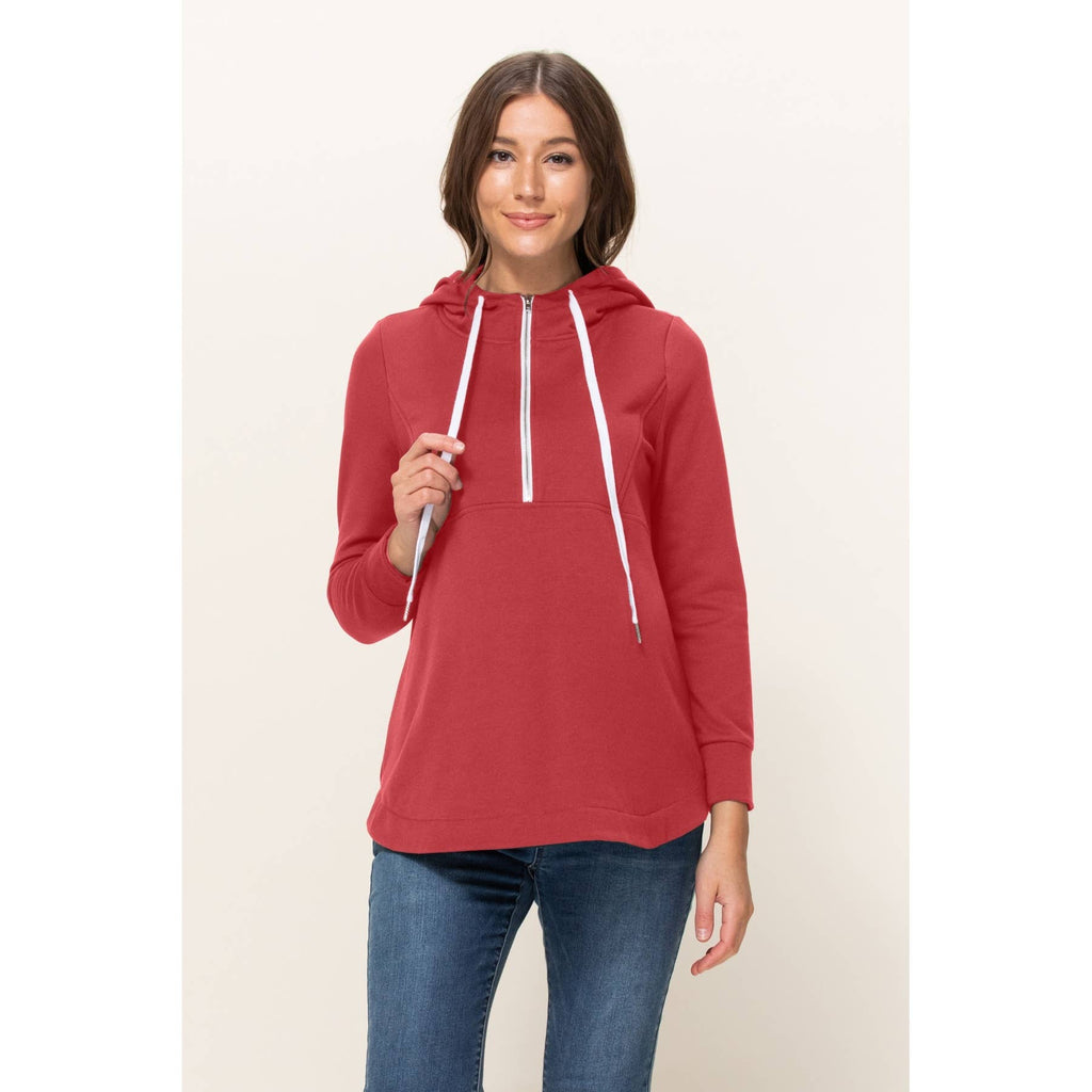 French Terry Half-Zip Maternity Nursing Hoodie
