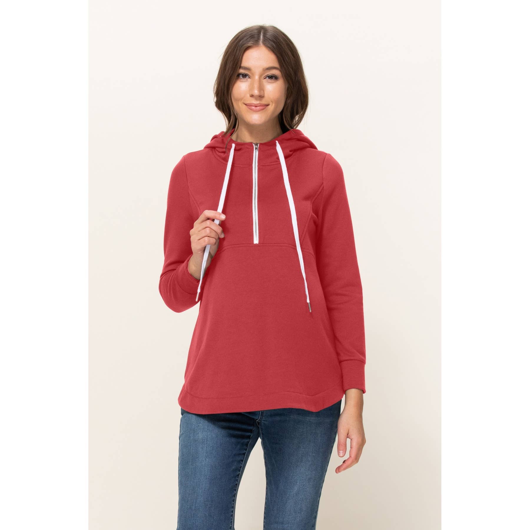 French Terry Half-Zip Maternity Nursing Hoodie