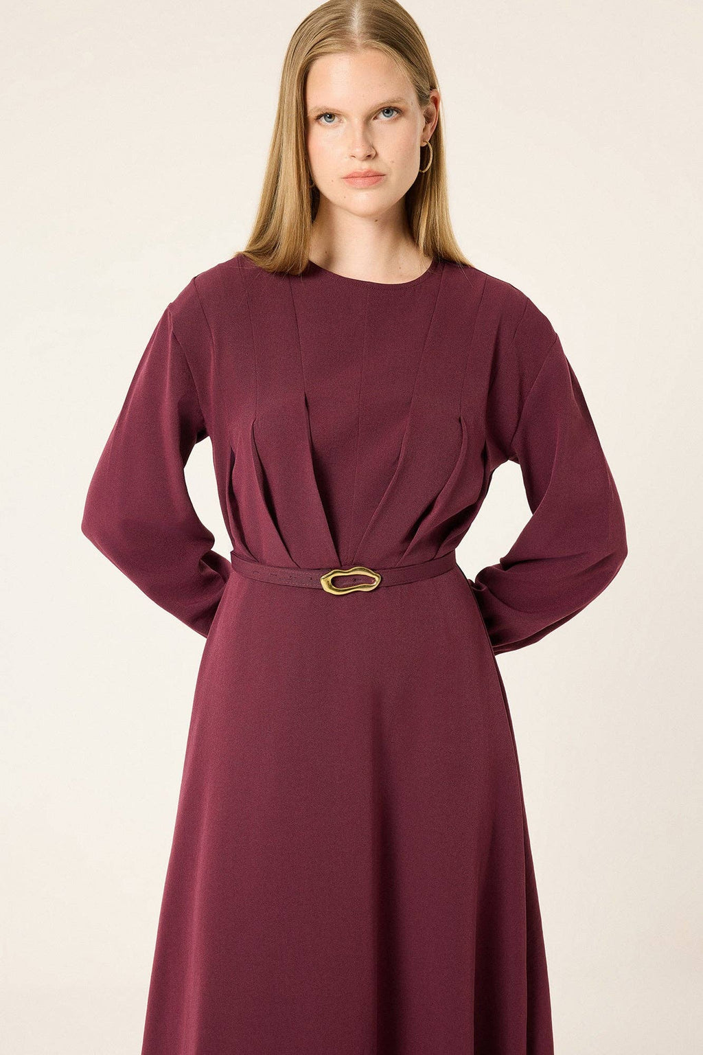 Belted Pleated Dress