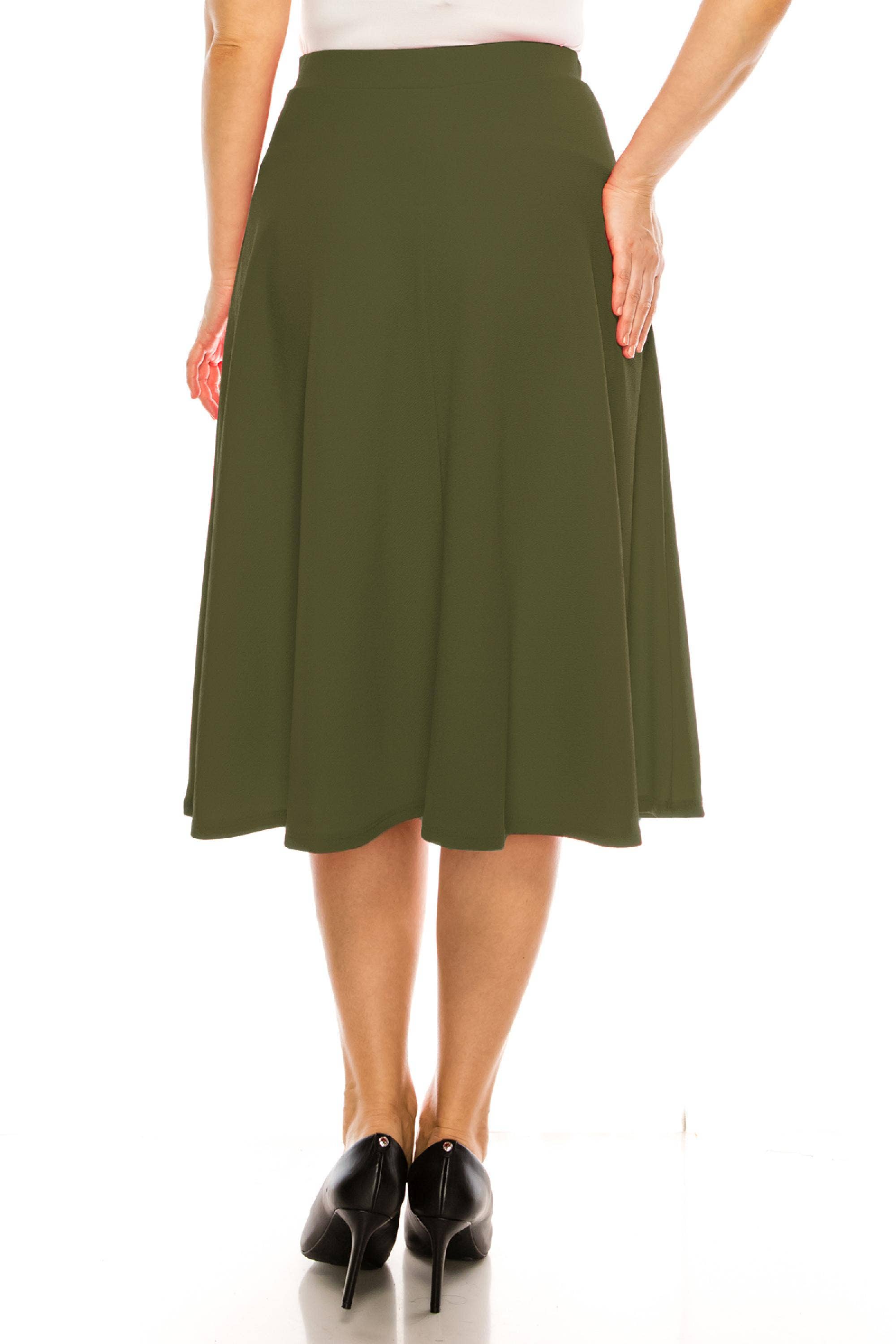Women's Plus Size Casual Flared Midi Skirt Made in USA