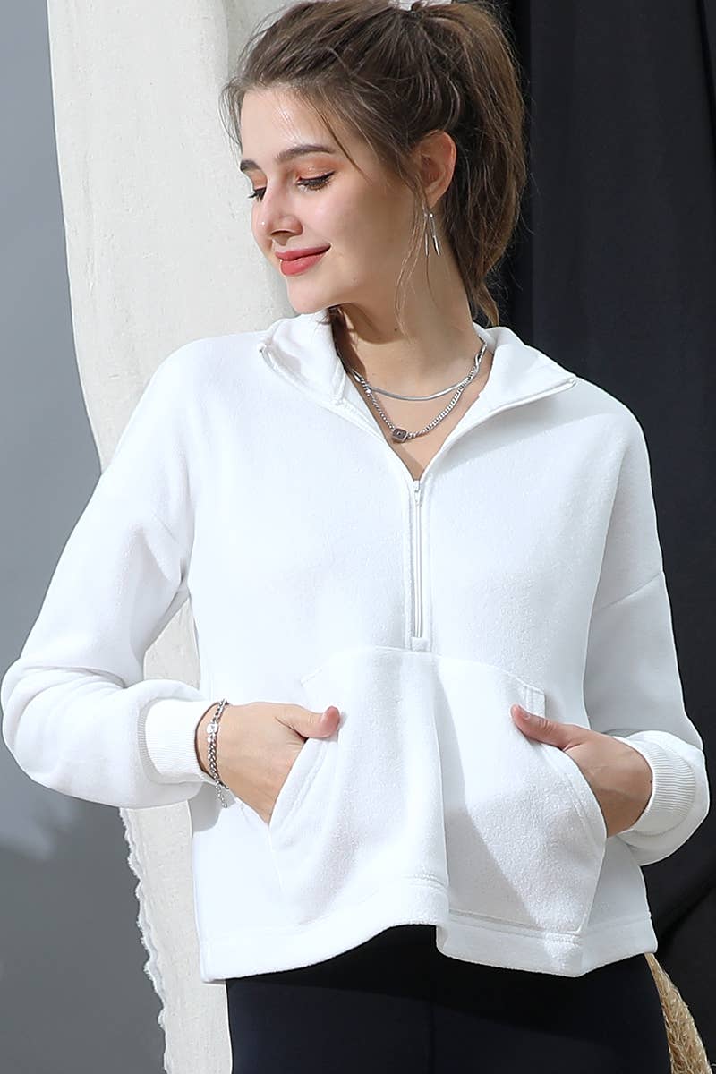 CWOJA705-P_NECK HALF ZIP UP FLEECE PULLOVER ANORAK JACKET