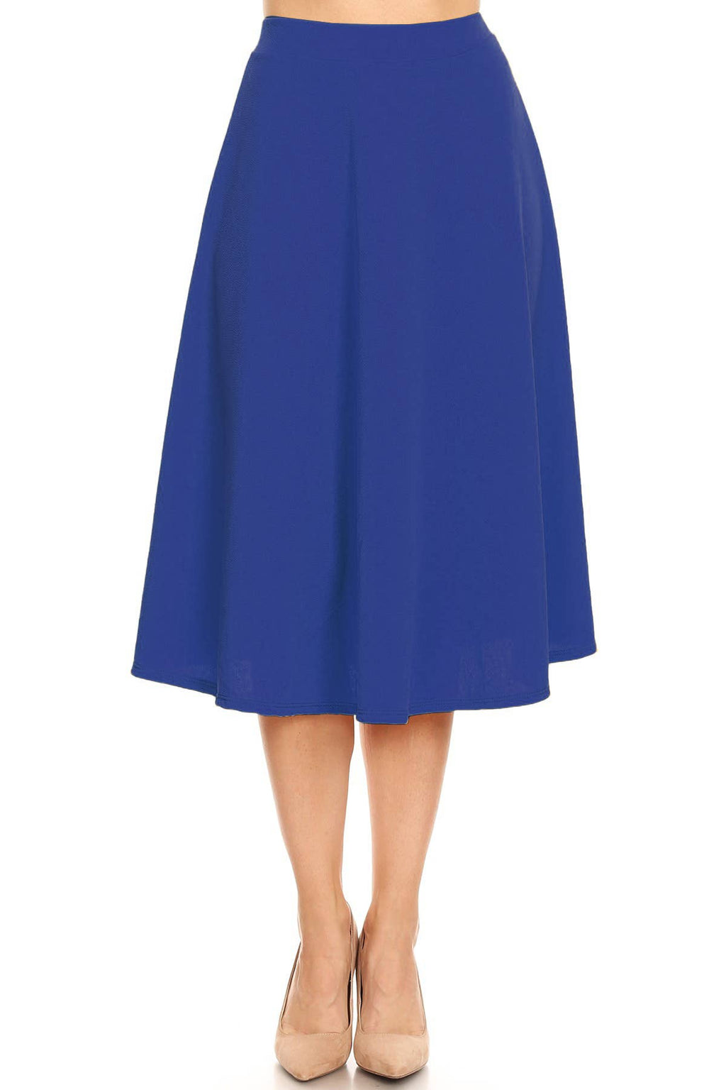 Women's Solid Basic Casual Flared Midi Skirt (Open Pack)
