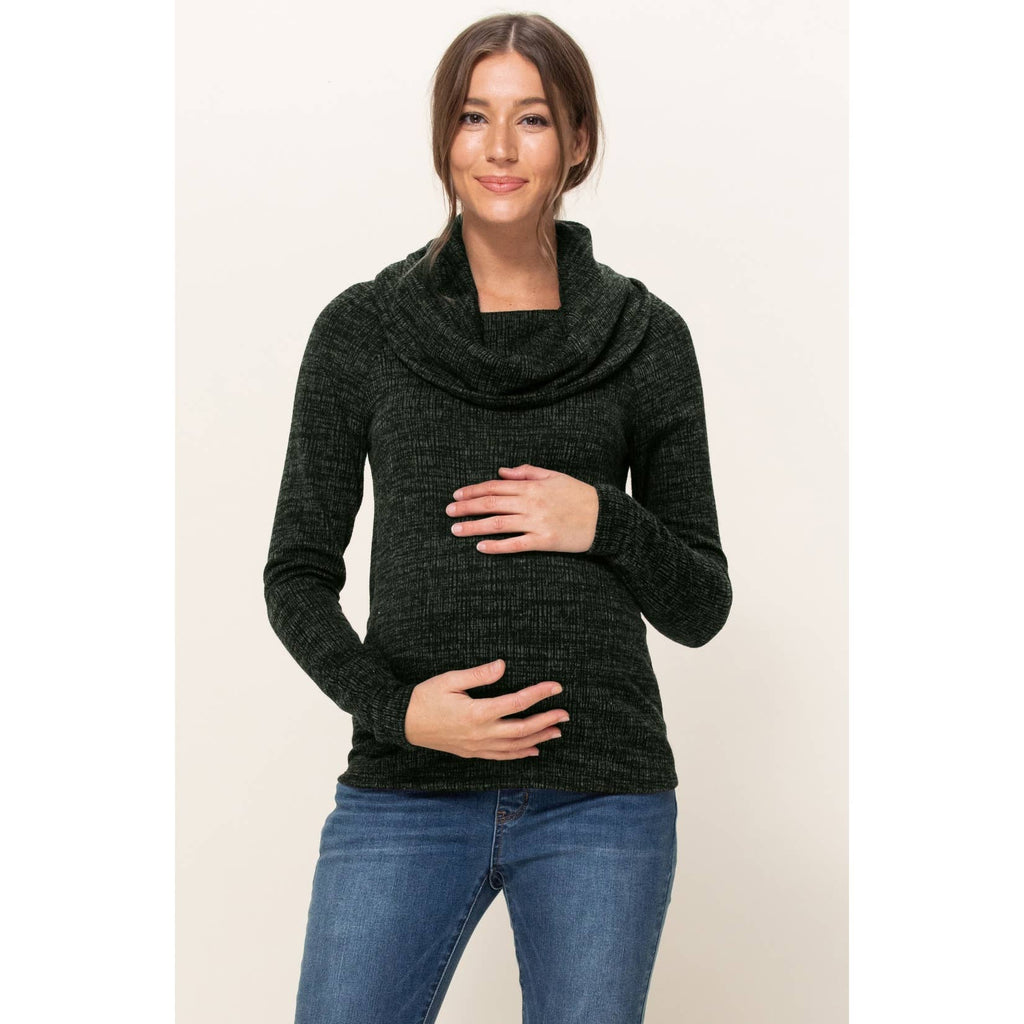 Cowl Neck Sweater Knit Maternity Top