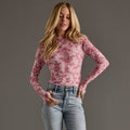 Lt. Pink Floral Mesh Top
