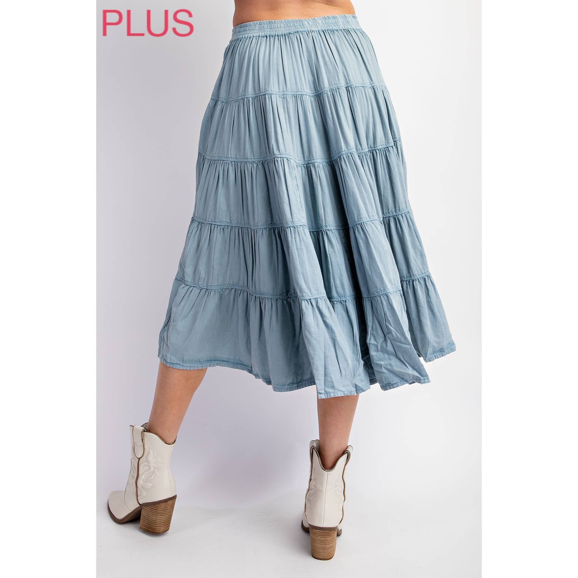 PLUS WASHED RELAXED FULL SWING MIDI SKIRT