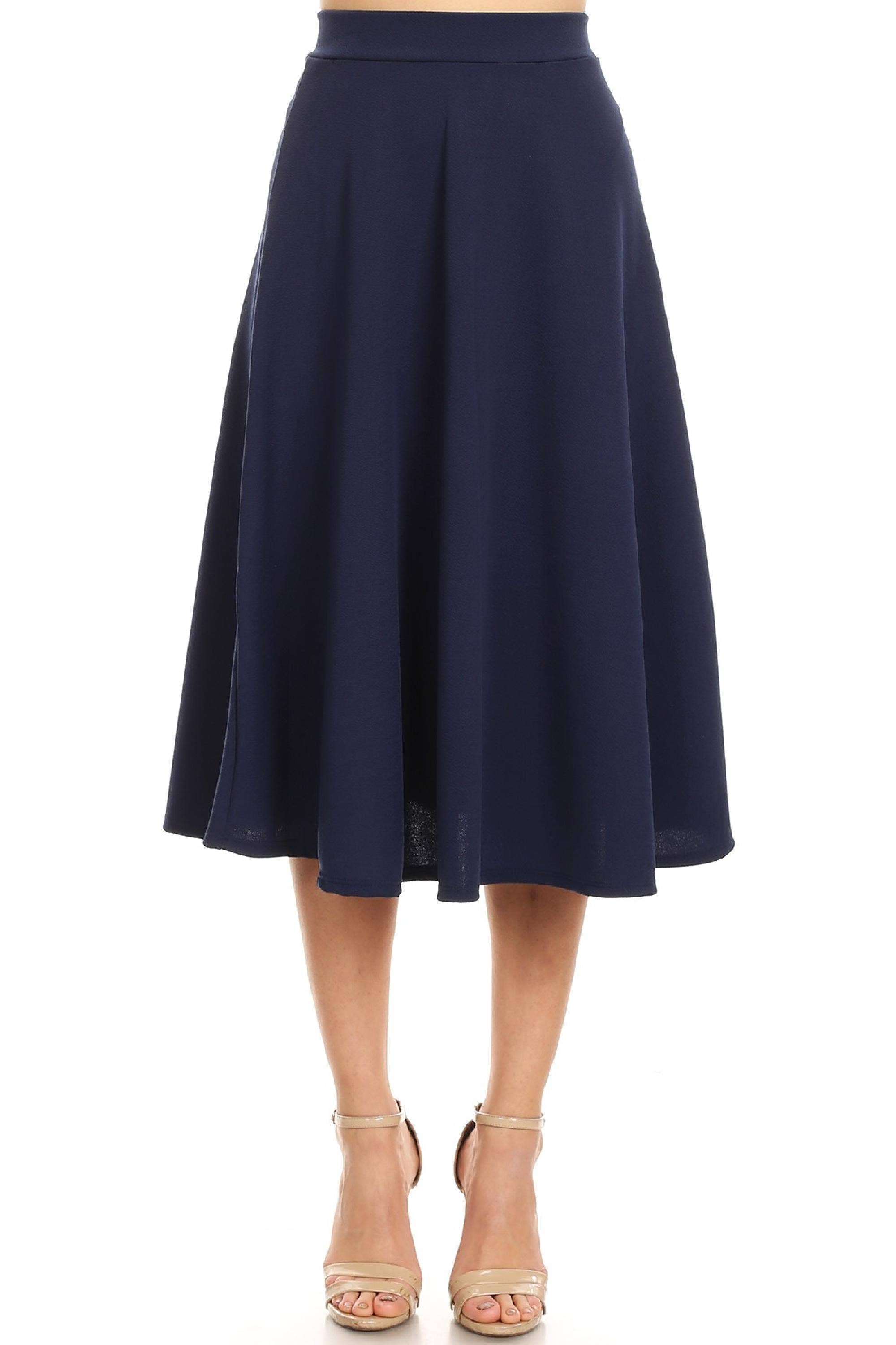 Women's Solid Basic Casual Midi Skirt