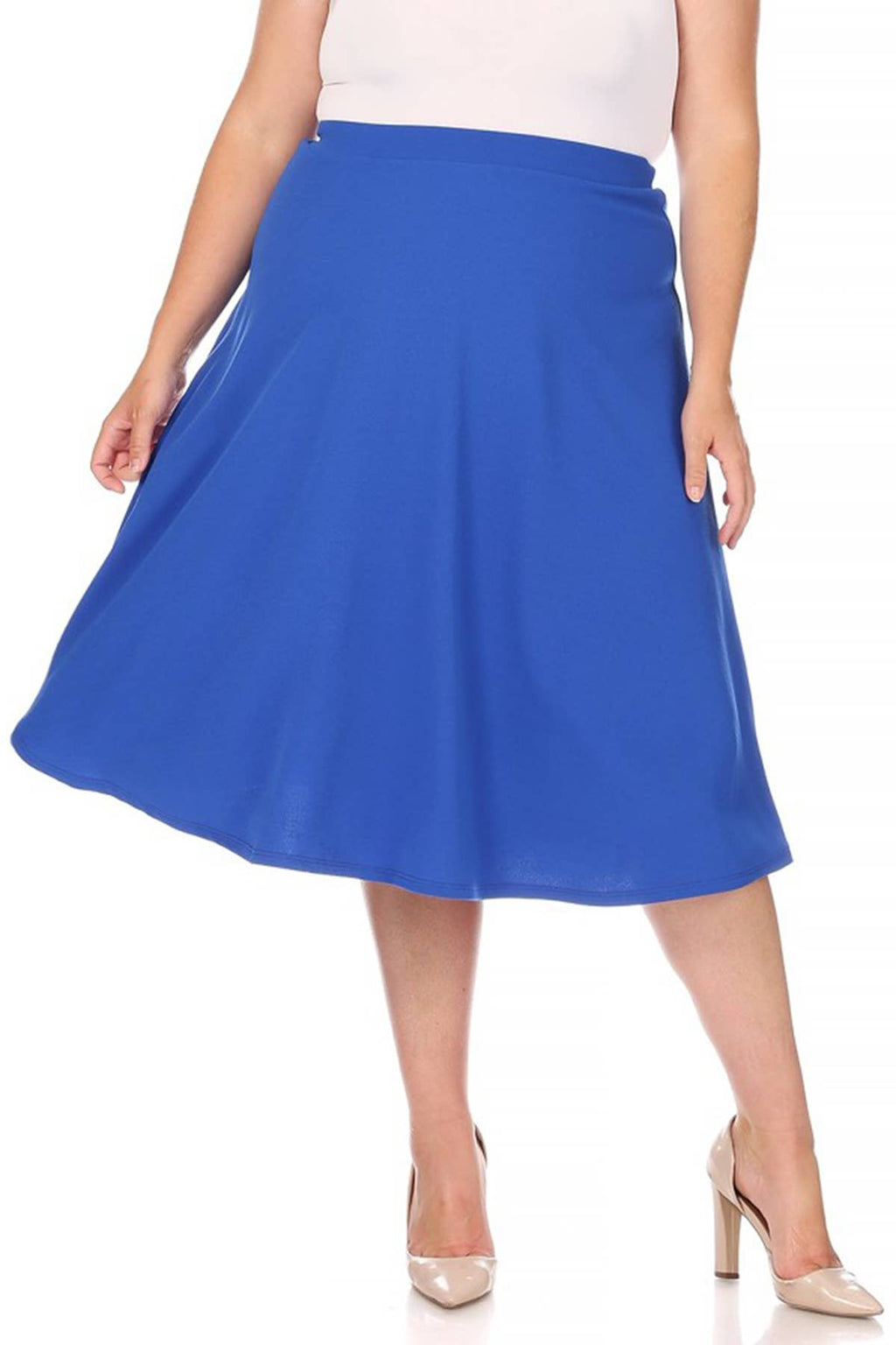 Women's Plus Size Casual Flared Midi Skirt Made in USA