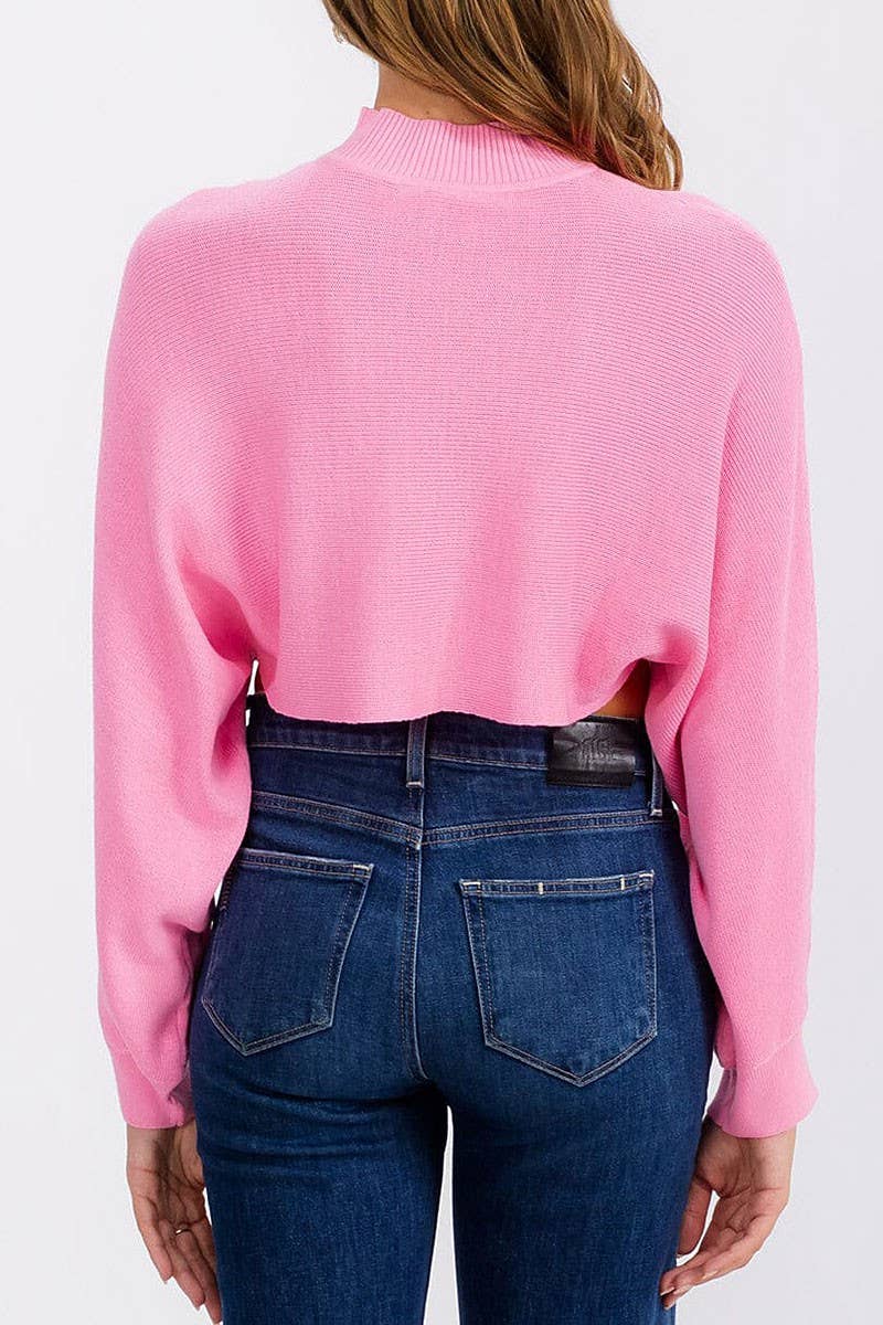 LONG SLEEVE MOCK NECK KNIT CROP TOP