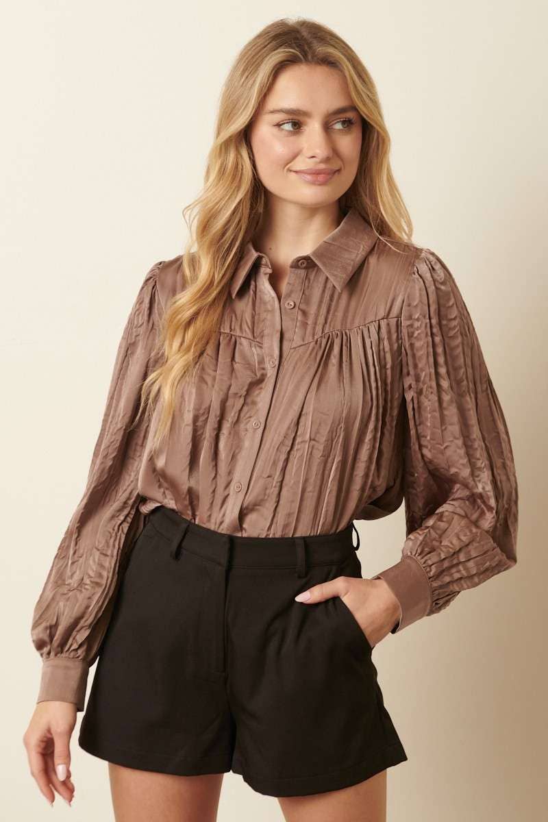 CRINKLE SATIN SHIRT