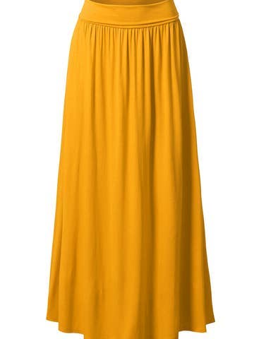 High Waist Elastic Closure Gather Maxi Skirt