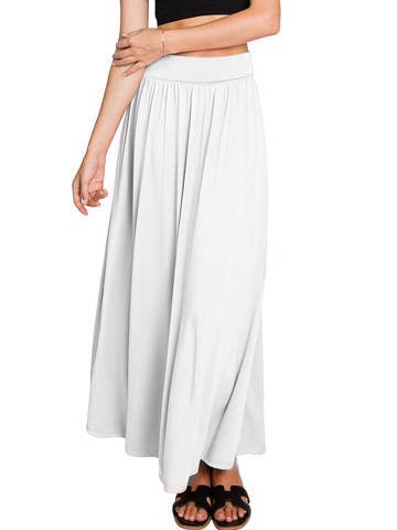 High Waist Elastic Closure Gather Maxi Skirt
