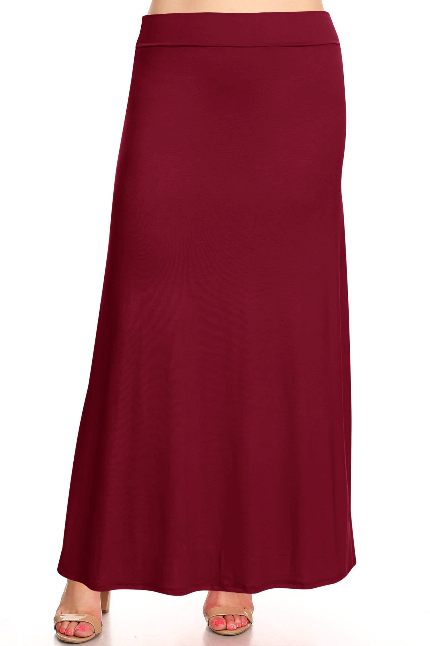 Women's Plus Size Foldable  Waist  Solid Long Maxi Skirt