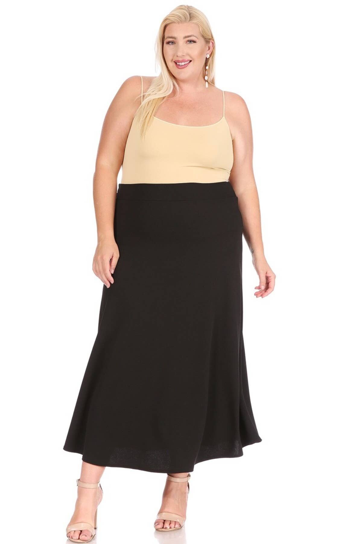 Women's Plus Size Solid Flare A-line Long Skirt