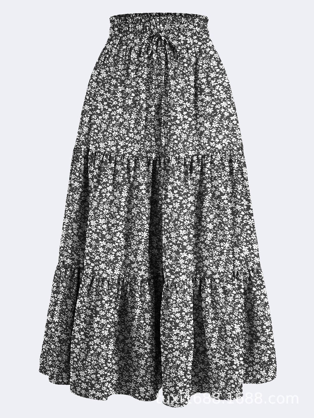 Boho Floral high rise tiered maxi flare skirt - 11 colors