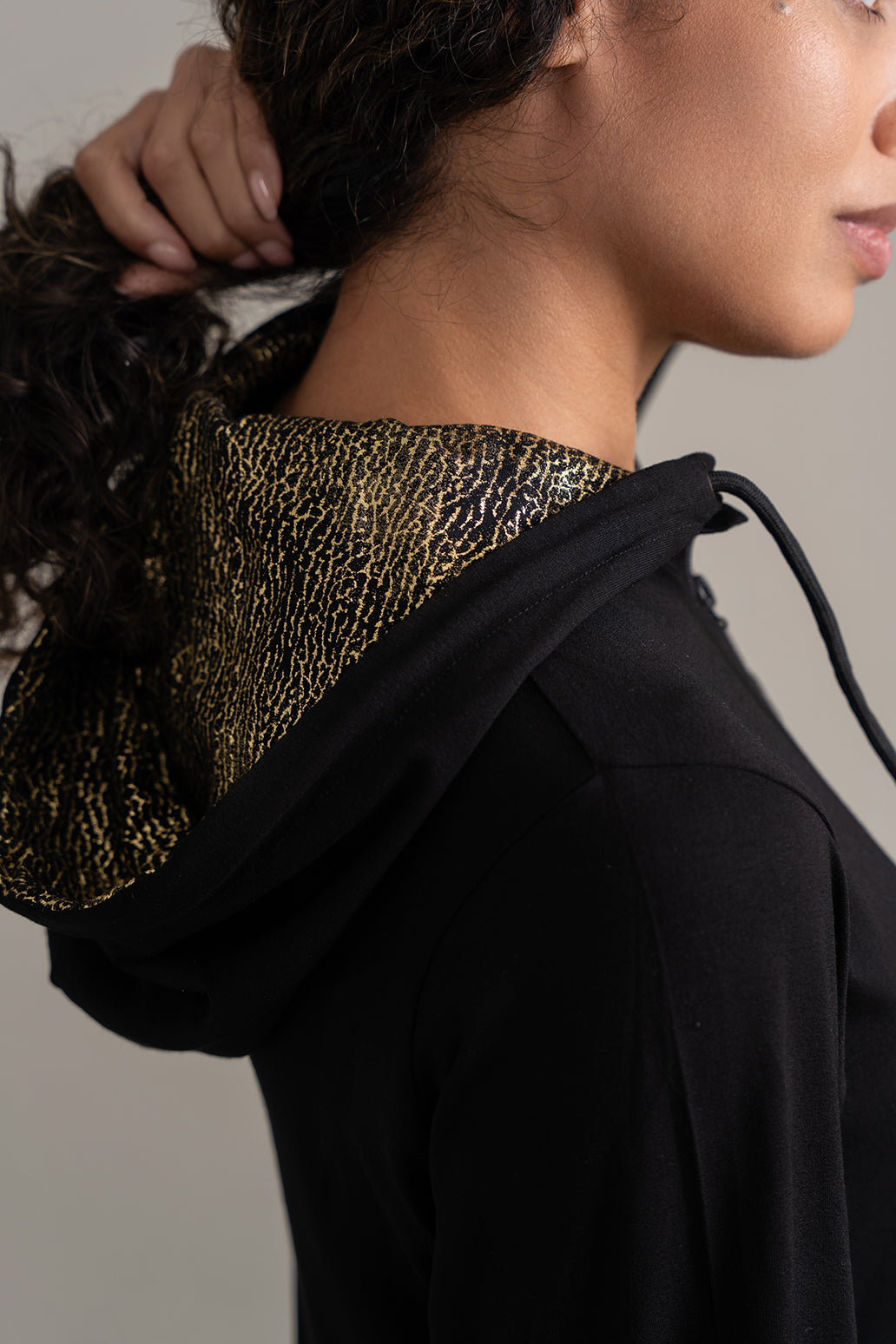 Gold Printed Hood Morning Robe