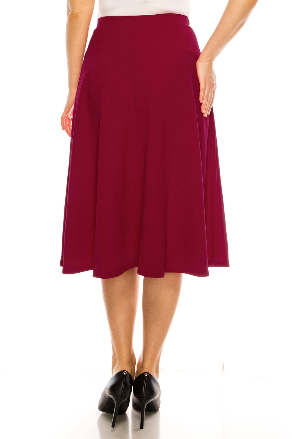 Women's Plus Size Casual Flared Midi Skirt Made in USA