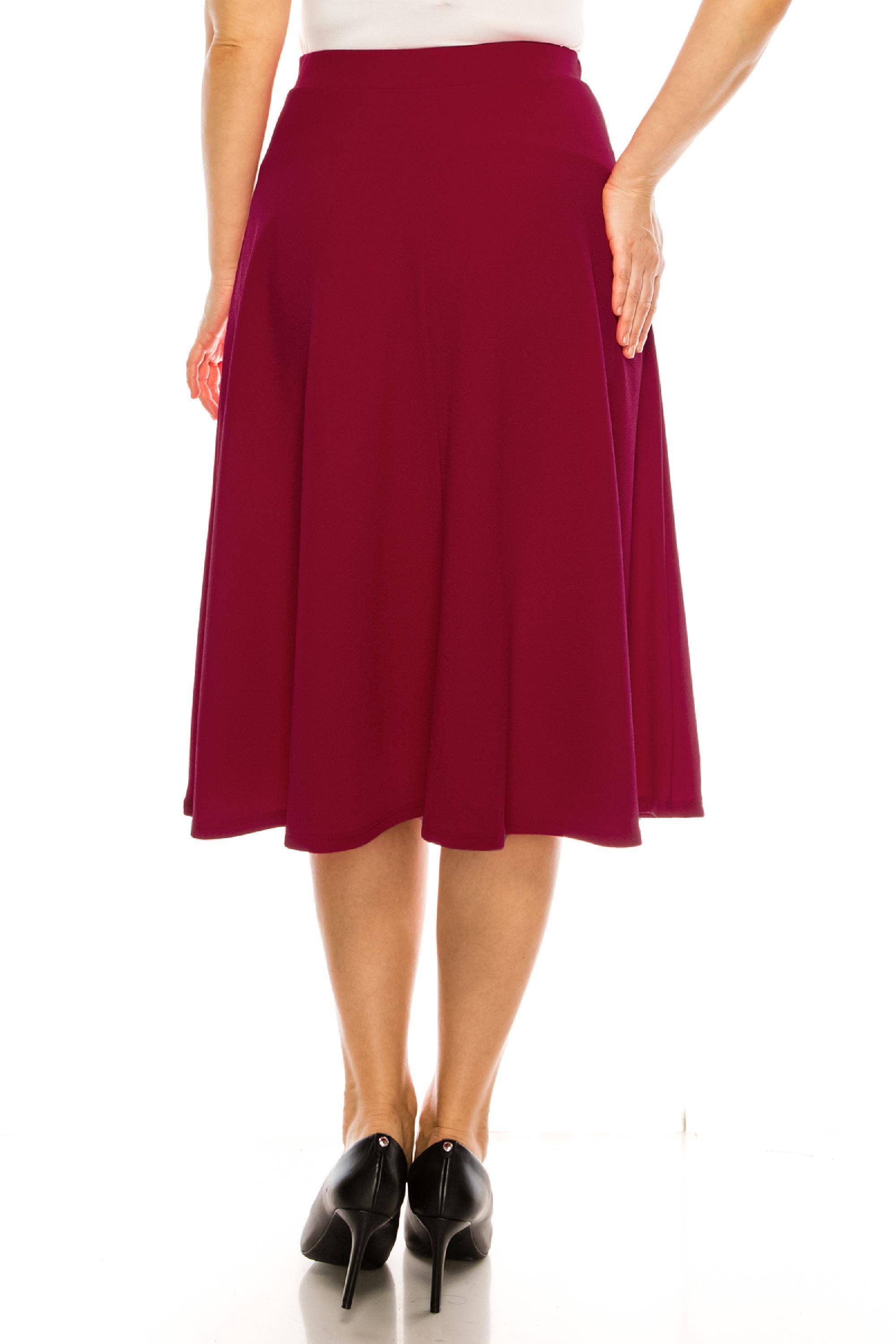 Women's Plus Size Casual Flared Midi Skirt Made in USA