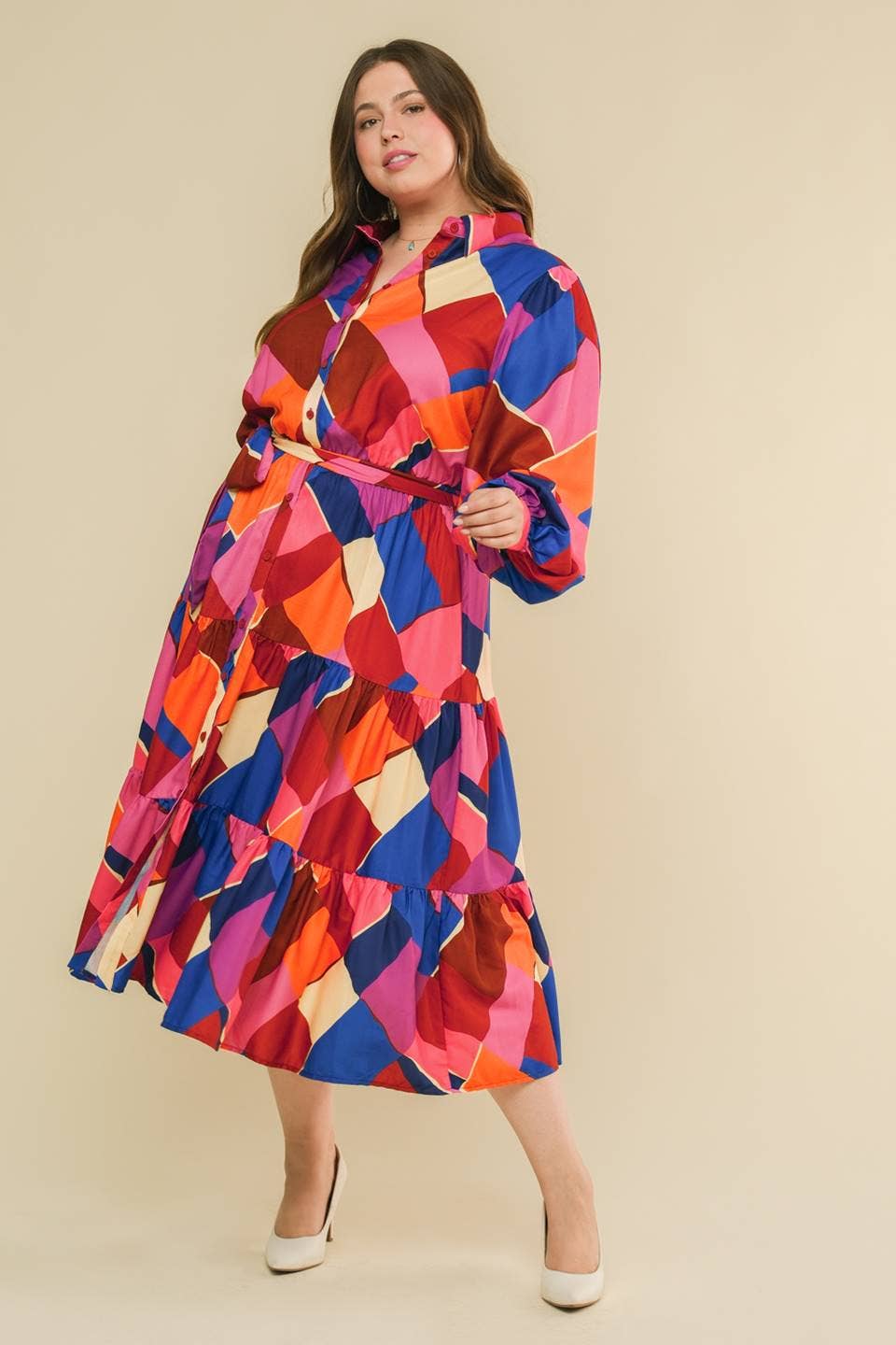 A printed woven midi dress - IDP20384