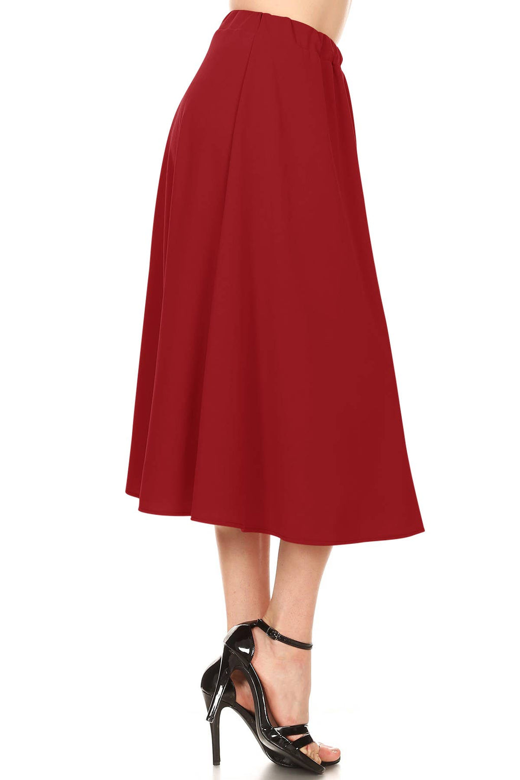 Women's Casual A-Line Pleated Solid Midi Skirt