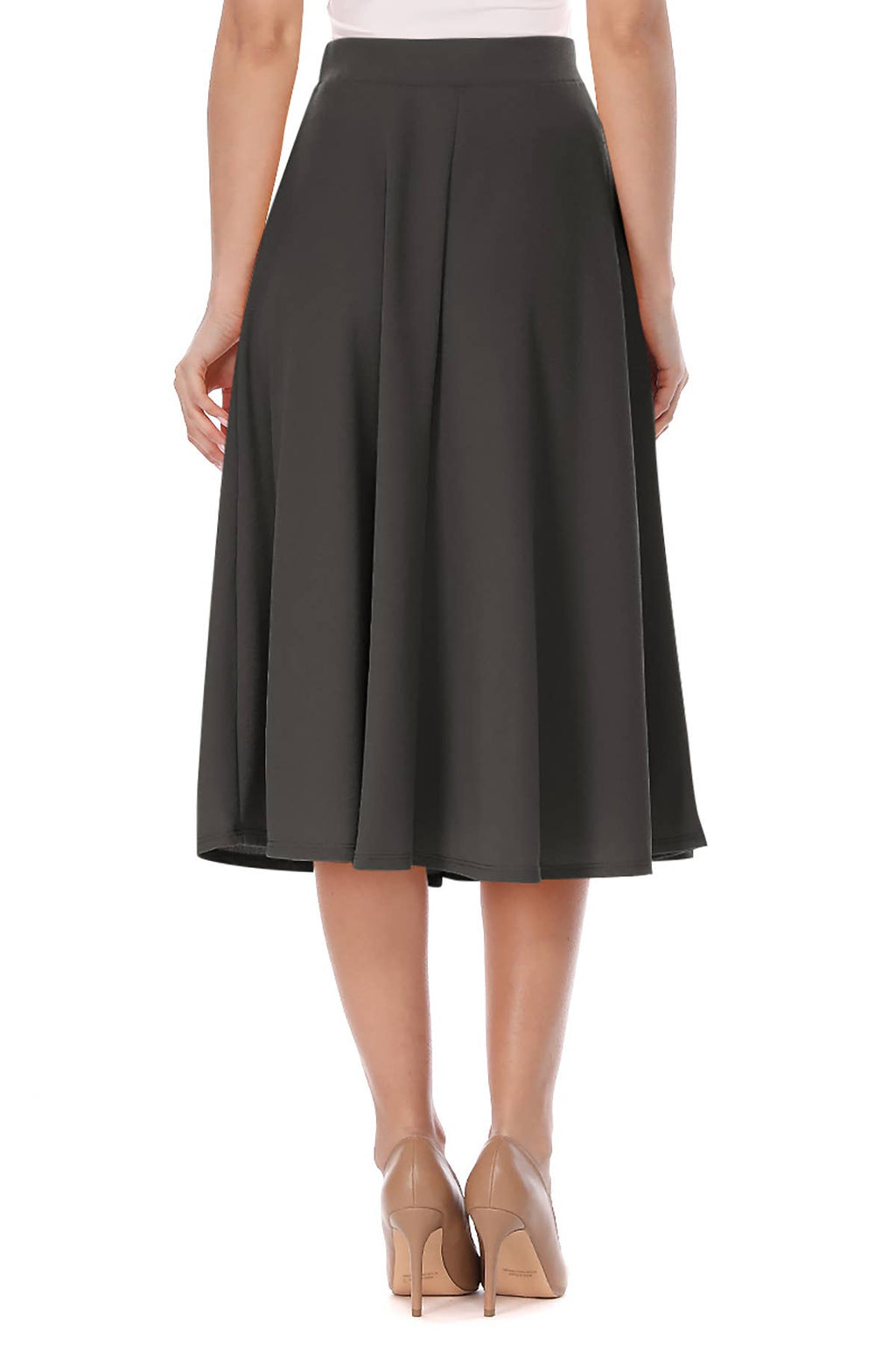 Women's Solid Basic Casual Flared Midi Skirt (Open Pack)