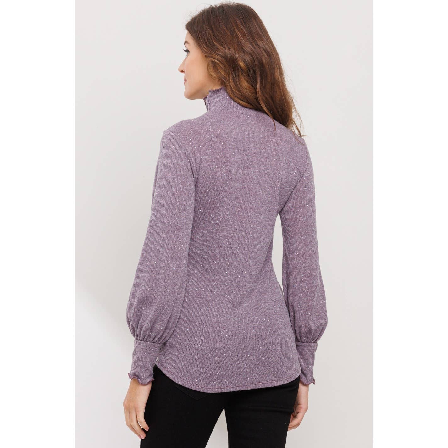 Glitter Knit Long Sleeve Maternity Turtle Neck Top