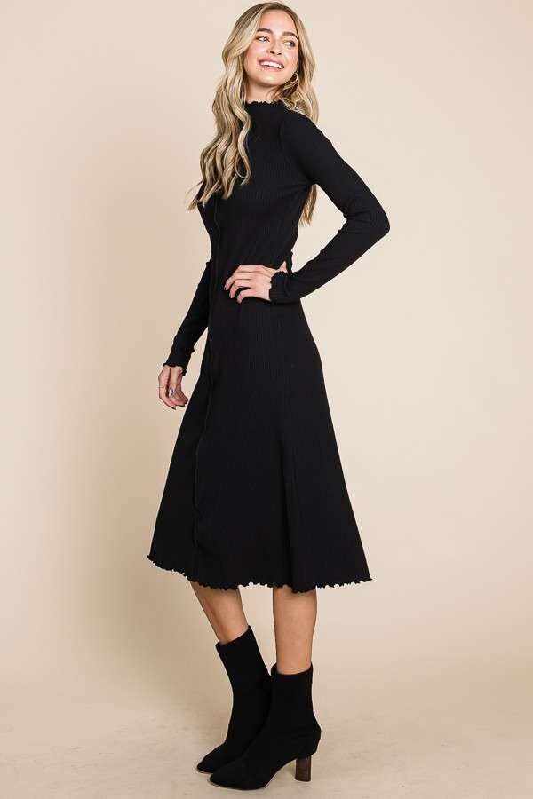 MOCK NECK MEDI DRESS
