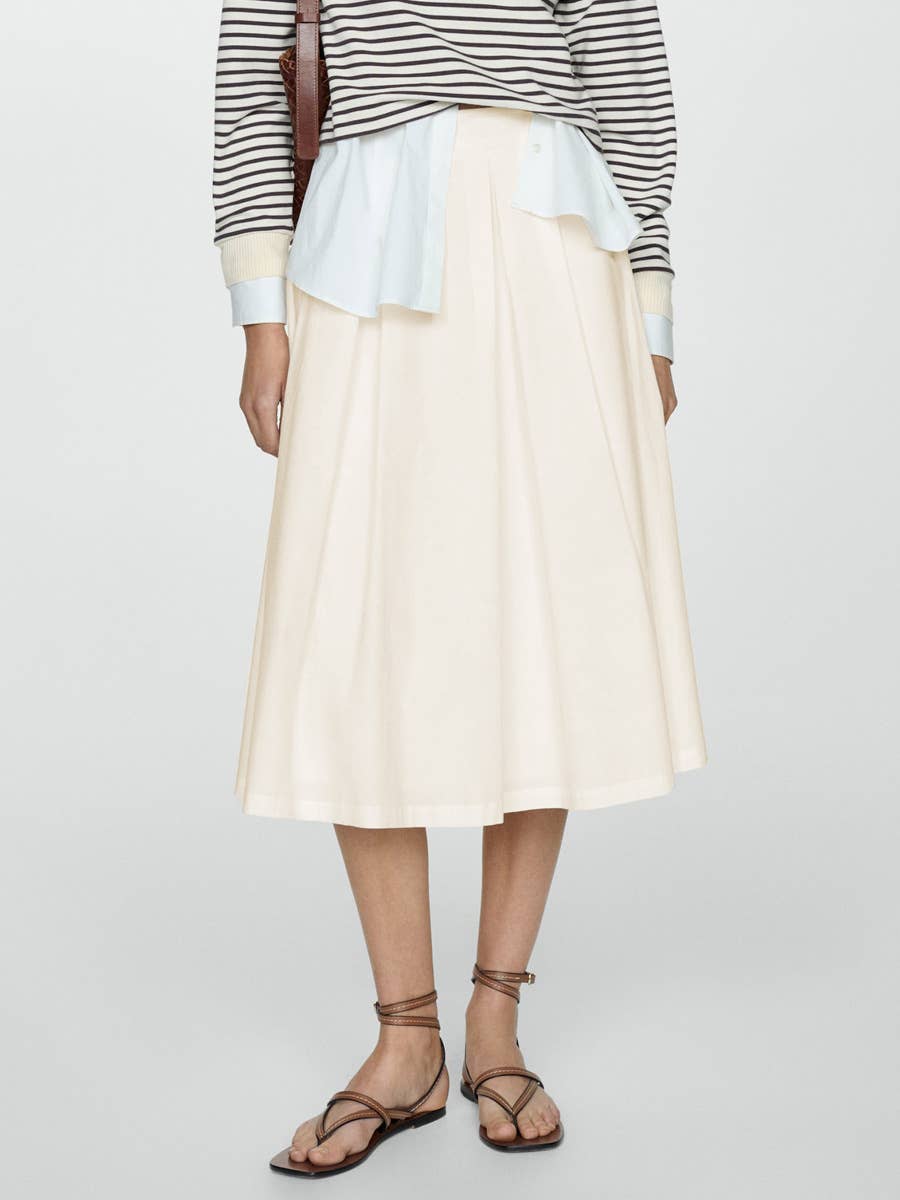 Elegant Pleated High-Waisted Midi Skirt