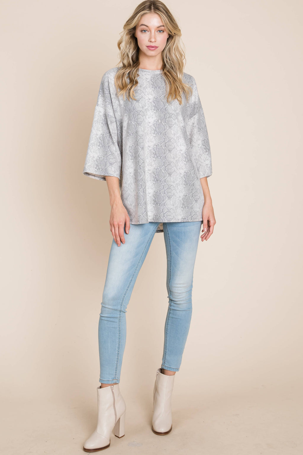 BRUSHED KNIT SNAKESKIN TUNIC