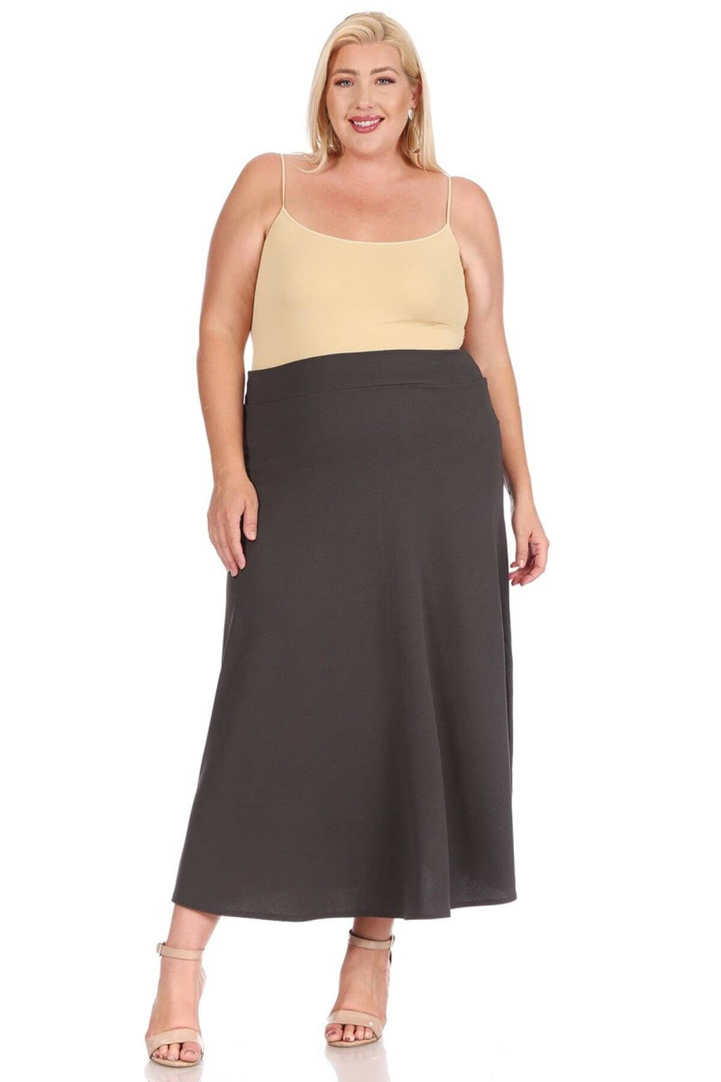 Women's Plus Size Solid Flare A-line Long Skirt