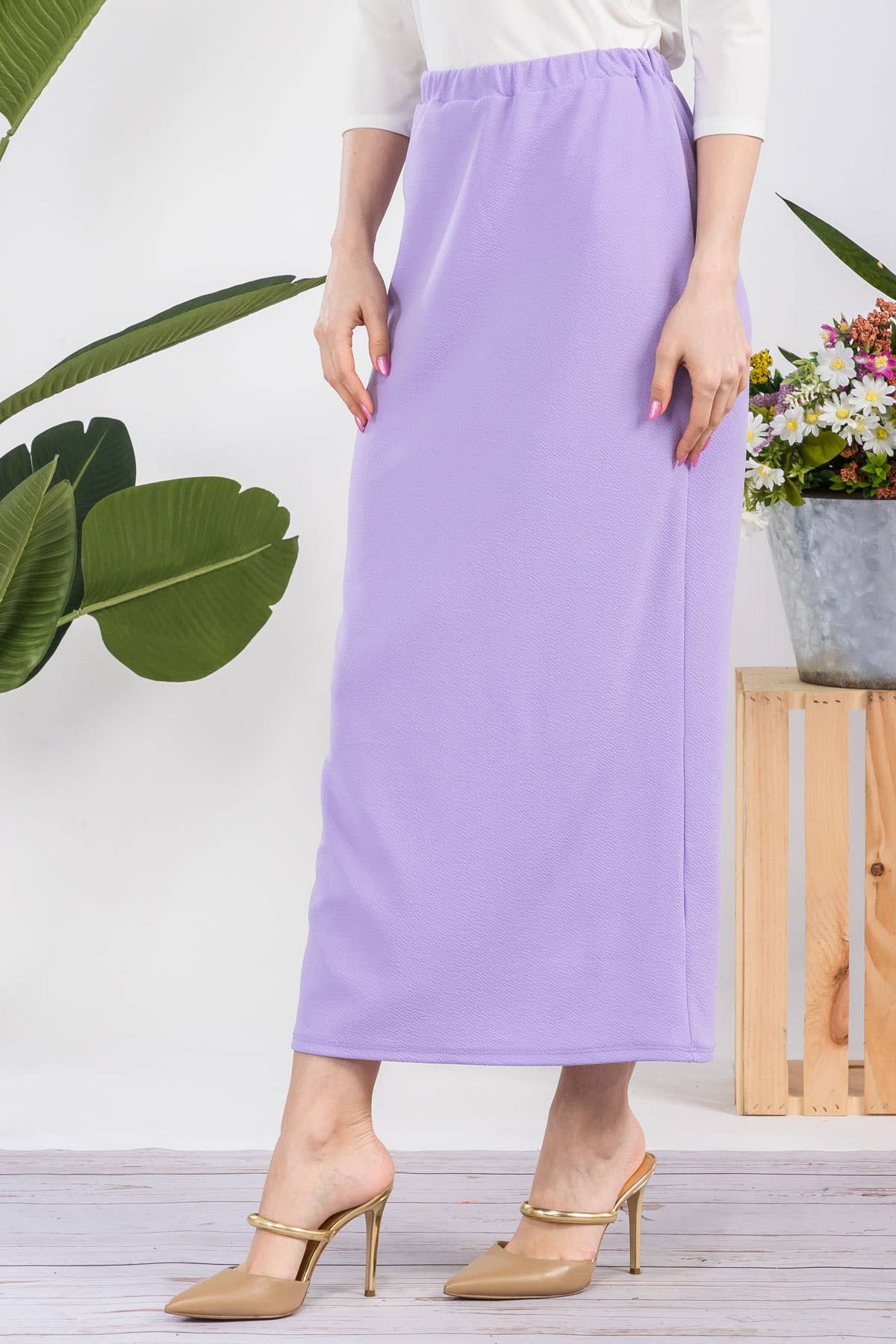 NEW COLORS- LONG PENCIL SKIRT -WITH ELASTIC WAIST BAND