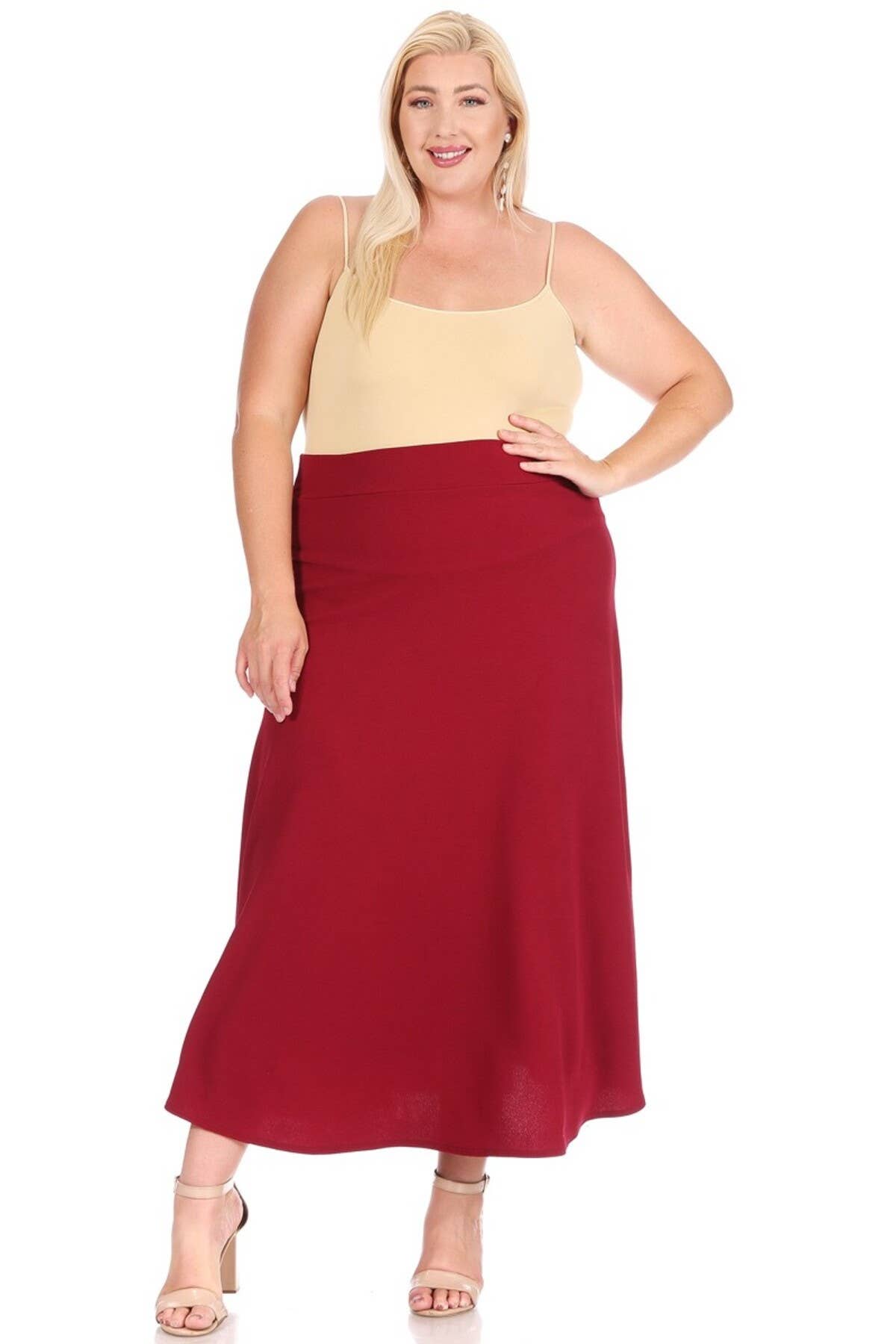 Women's Plus Size Solid Flare A-line Long Skirt