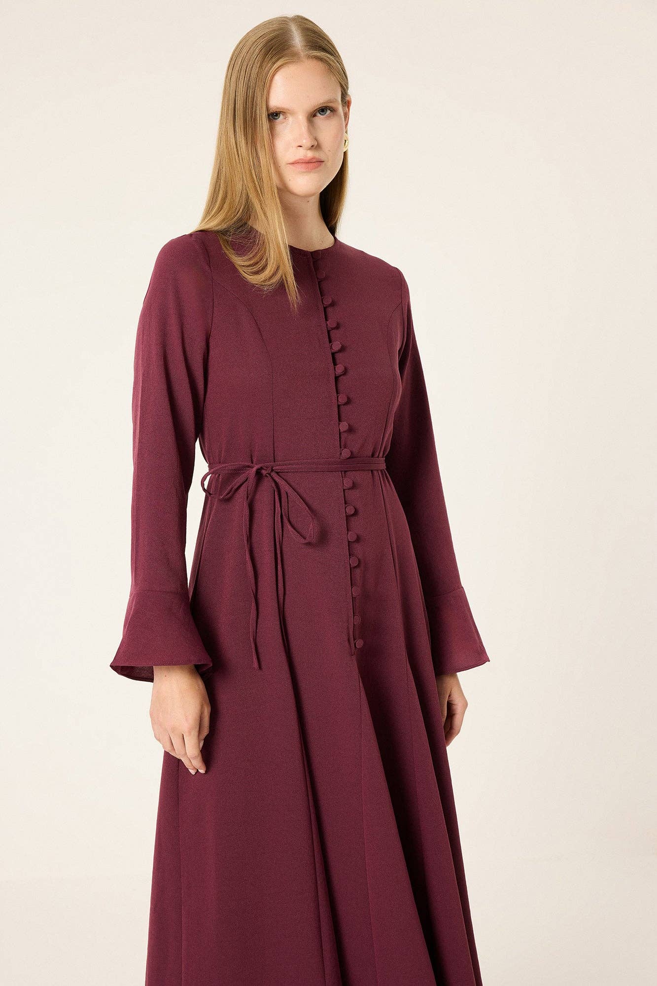 Button Detail Satin Maxi Dress