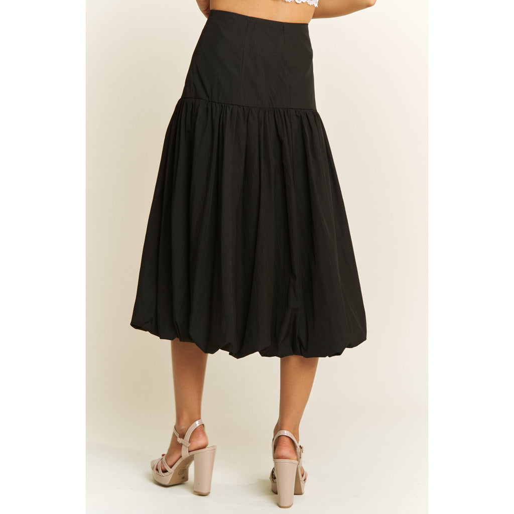 SOFT WOVEN SOLID BUBBLE BALLON MIDI SKIRT - Beige
