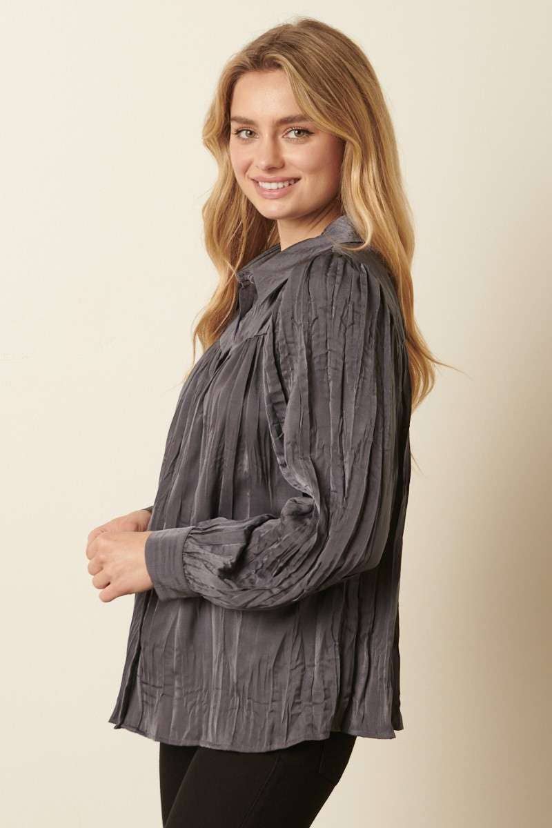 CRINKLE SATIN SHIRT