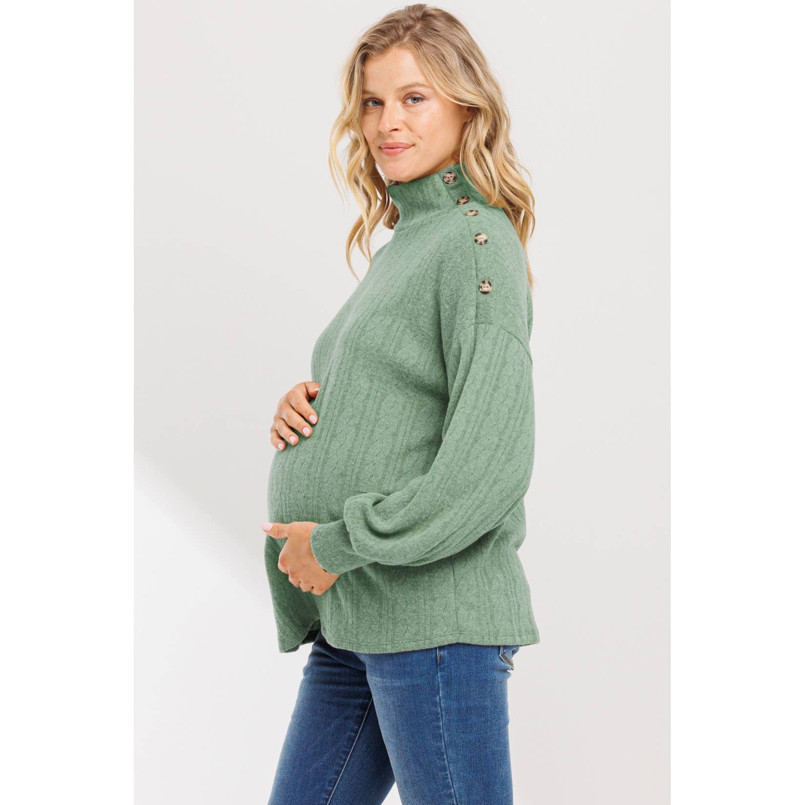 Turtle Neck Long Sleeve Maternity Knit Sweater