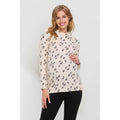 Animal Print Mock Neck Long Sleeve Maternity Top