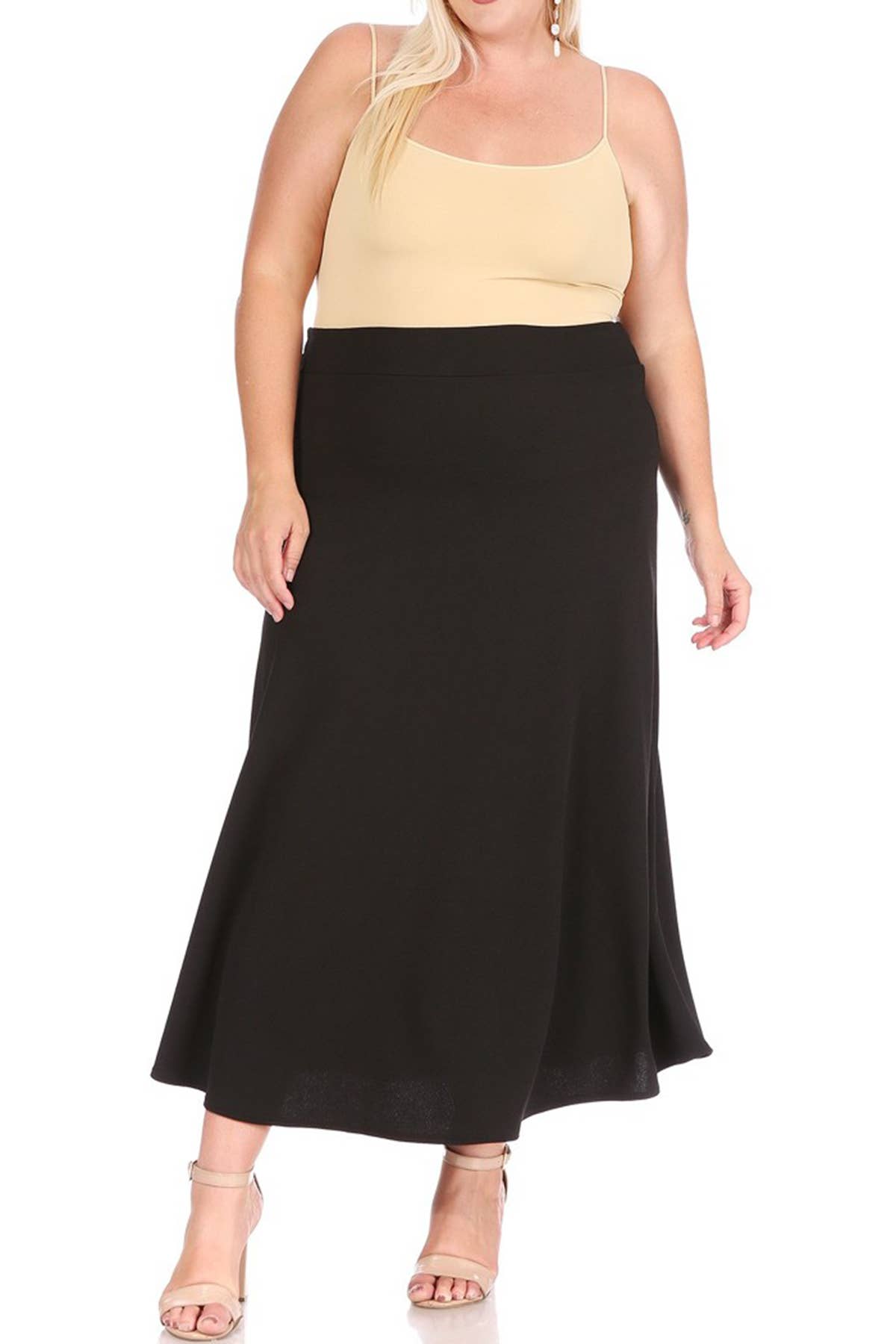 Women's Plus Size Solid Flare Maxi Skirt