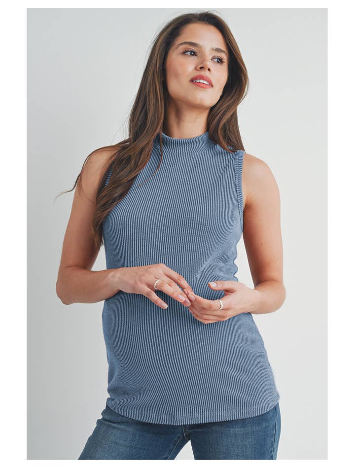 Ribbed Mock Neck Maternity Tank Top